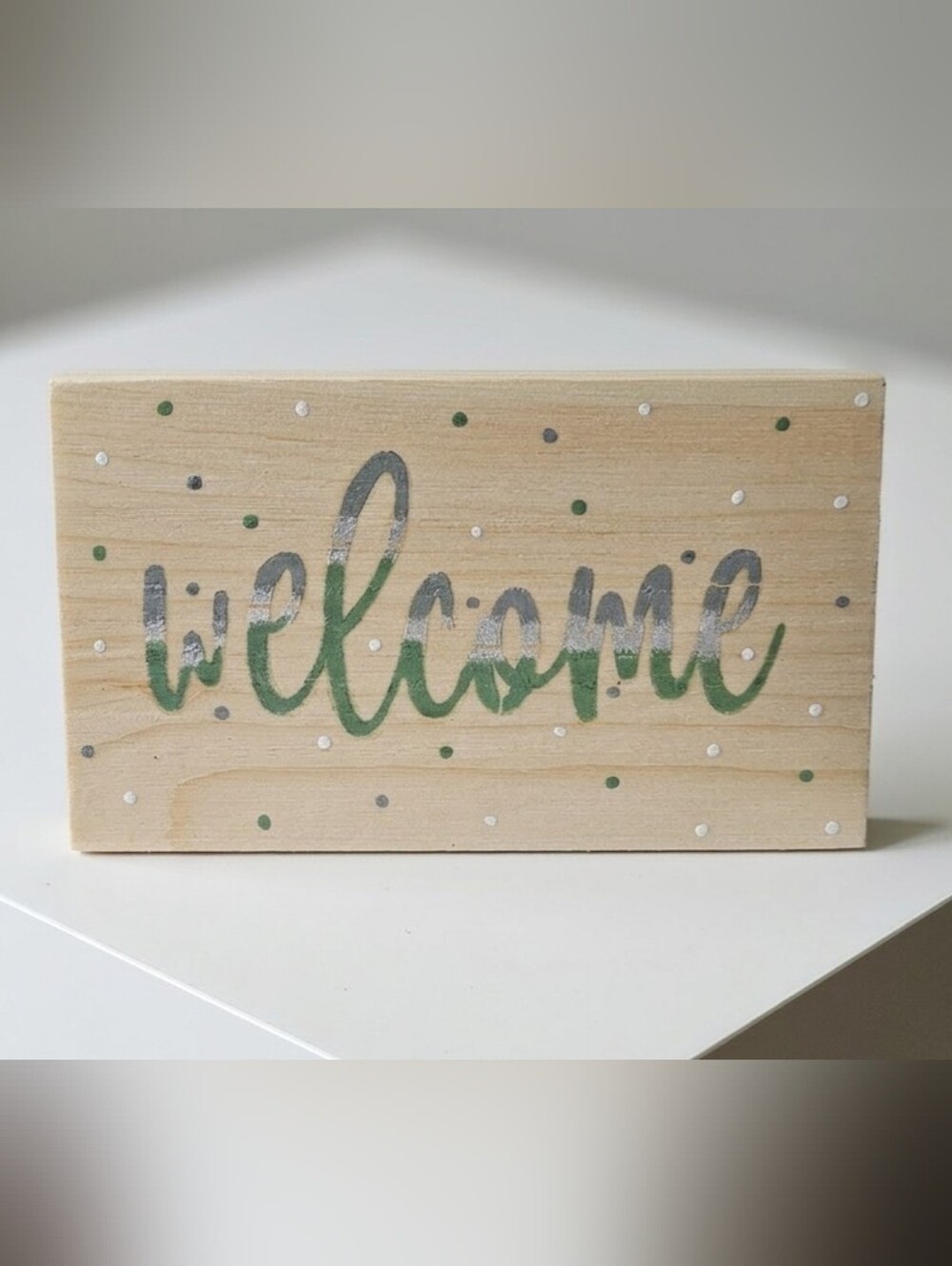 Welcome Wooden Accent Sign in Green and Gray - Home Accents